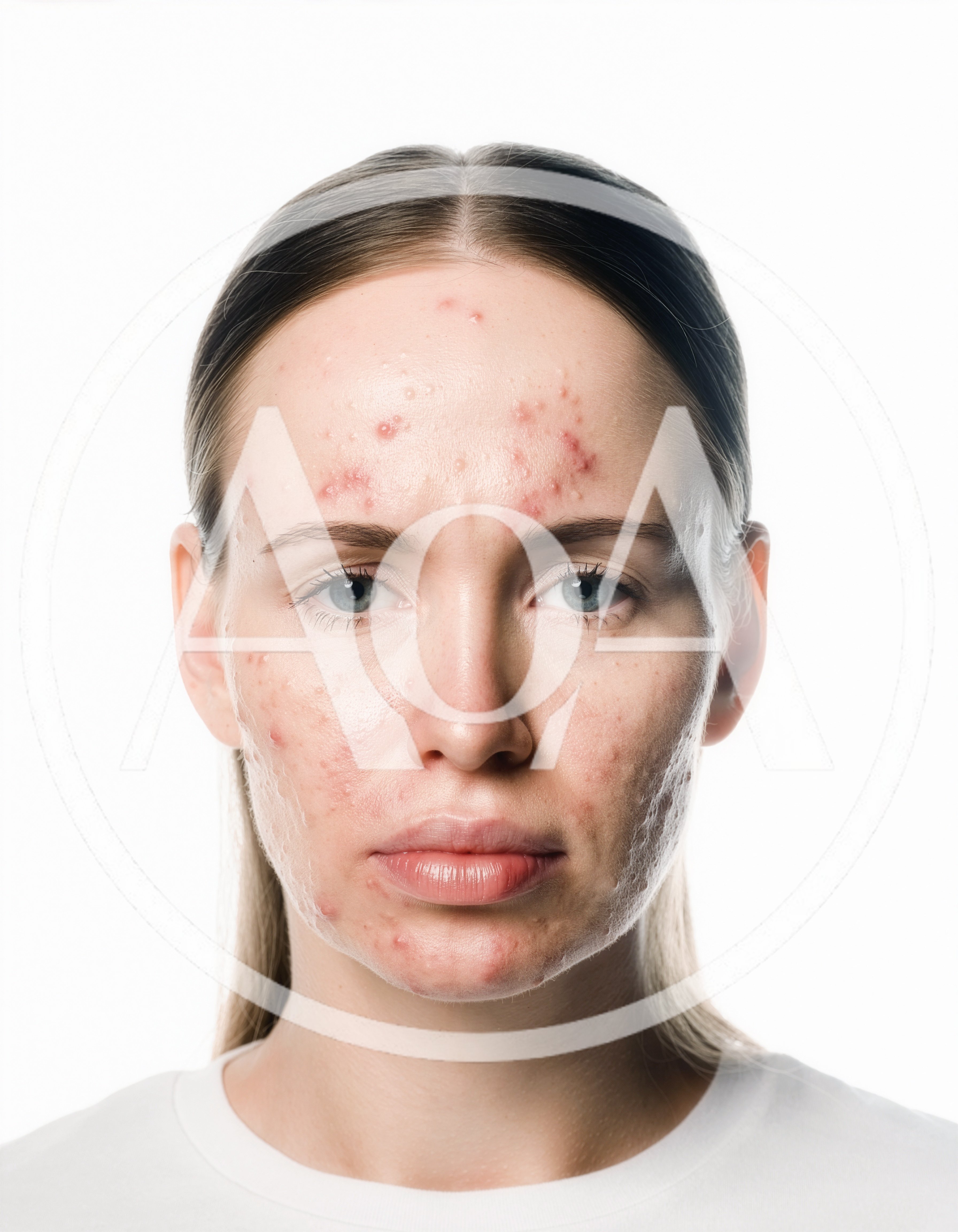 Portrait Of A Young Woman With Acne