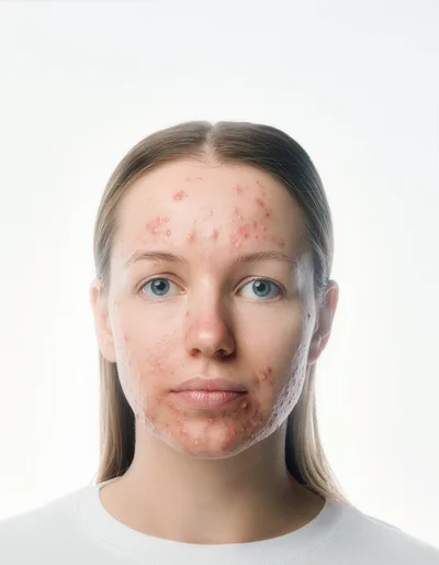 Young Woman With Acne Facing Camera