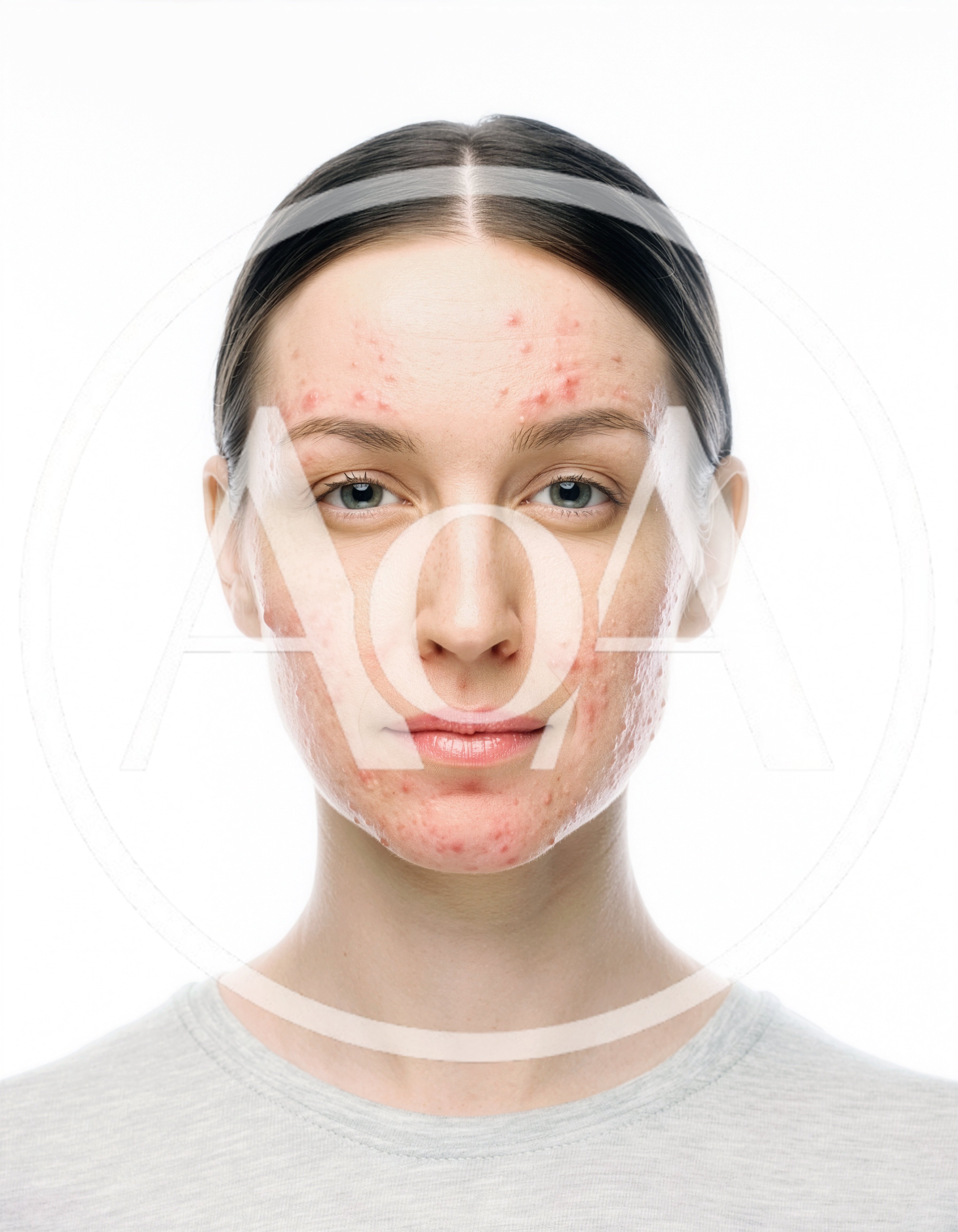 Portrait Of A Young Woman With Acne Prone Skin
