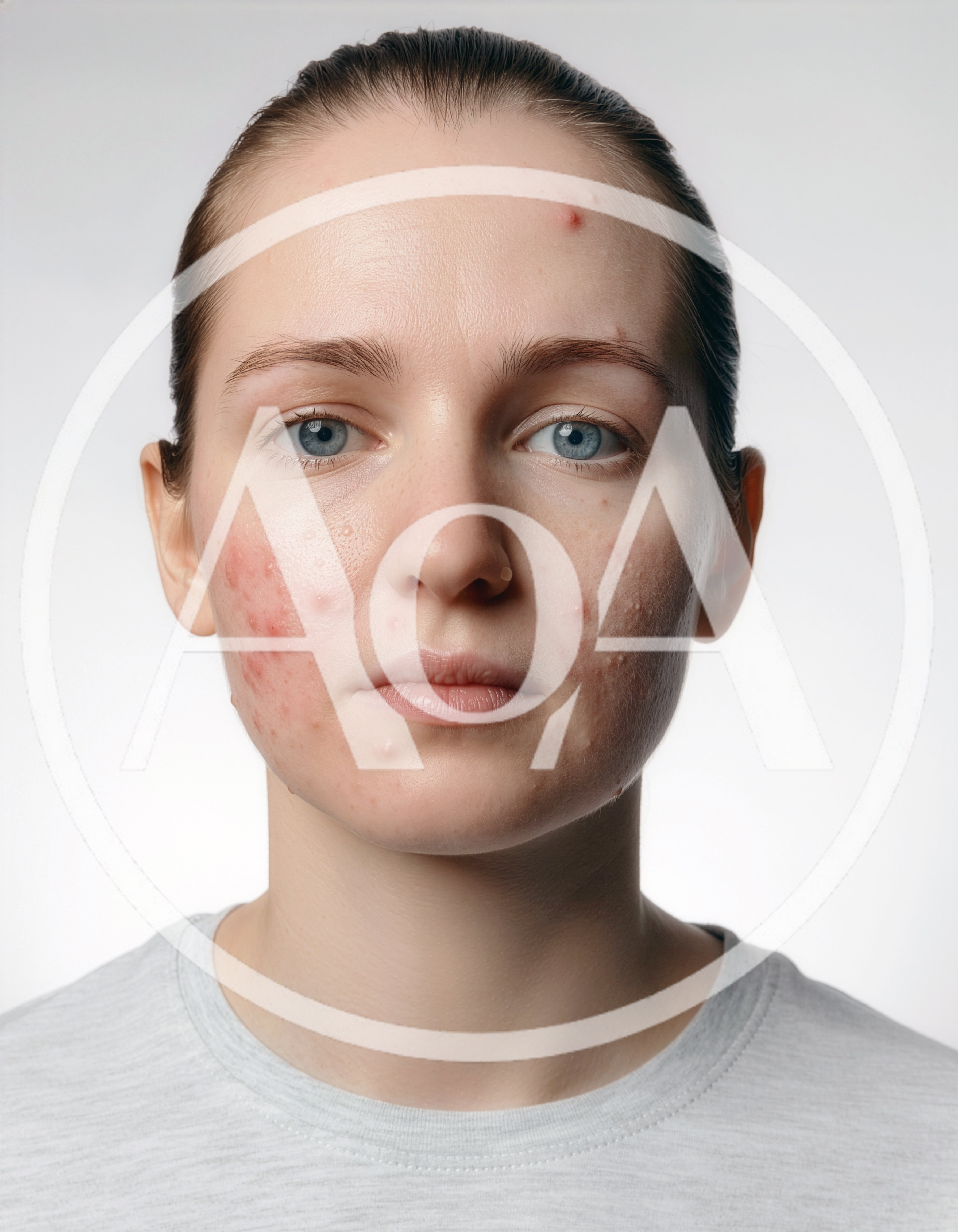 Portrait Of A Young Woman With Acne