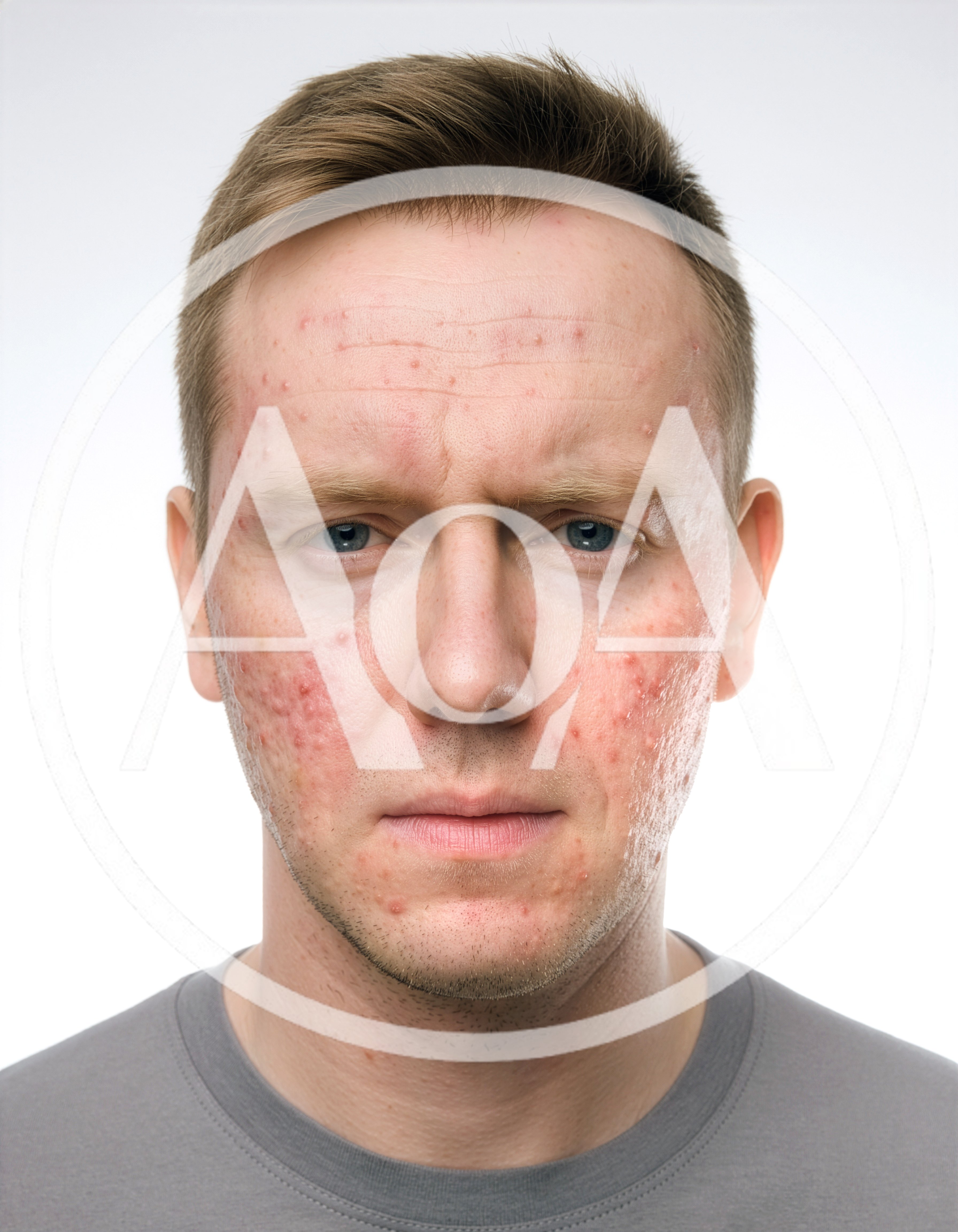 Portrait Of A Man With Acne Skin Condition