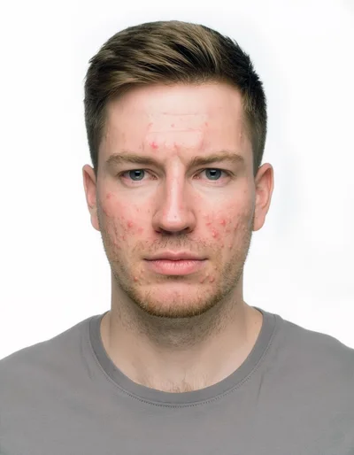 Portrait Of A Young Man With Acne