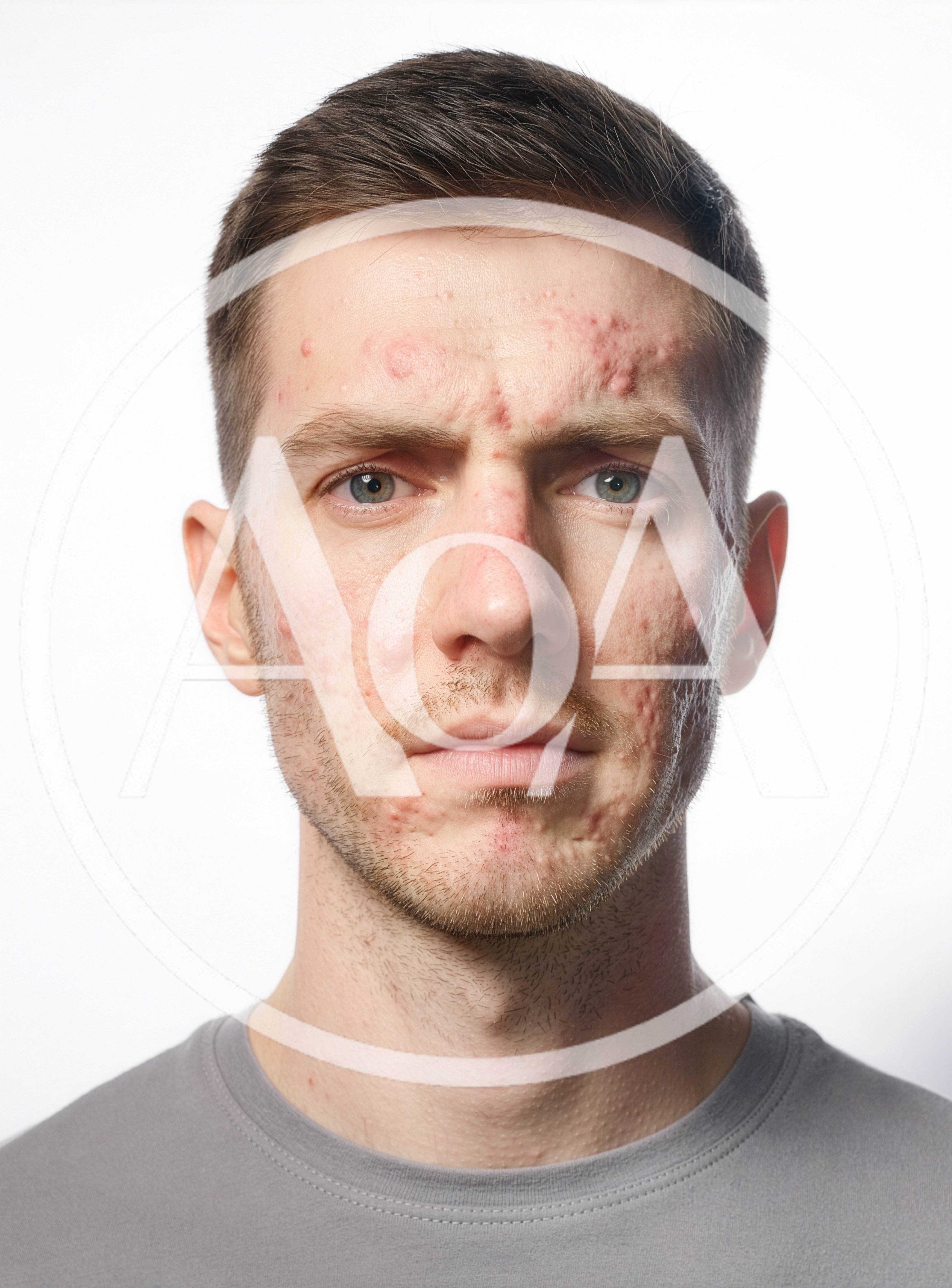 Portrait Of A Young Man With Severe Acne