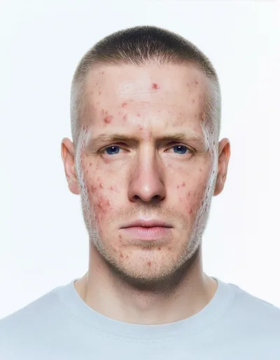 Portrait Of A Young Man With Acne