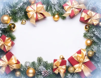 Christmas Gift Boxes and Ornaments Frame