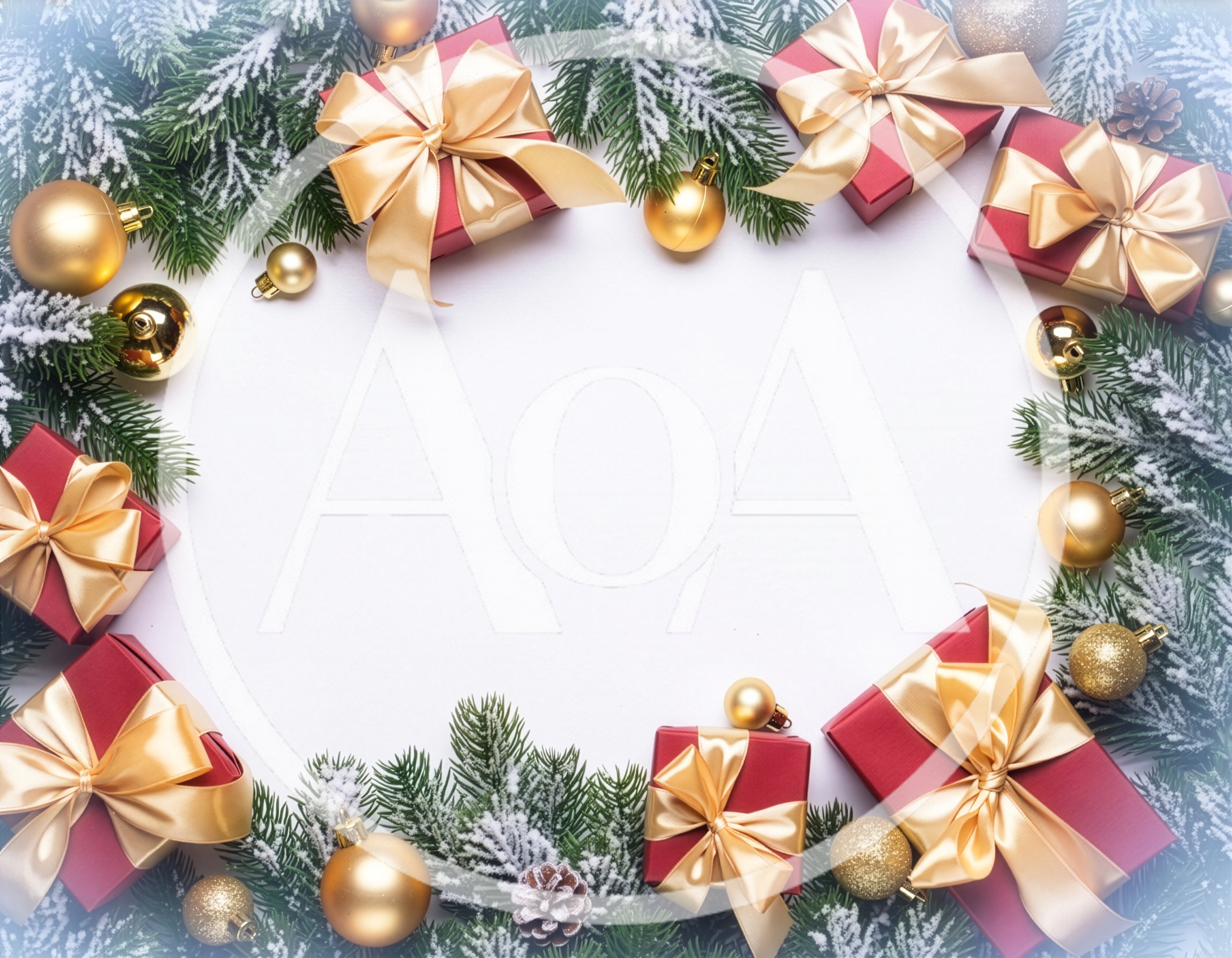 Christmas Gift Boxes and Ornaments Frame