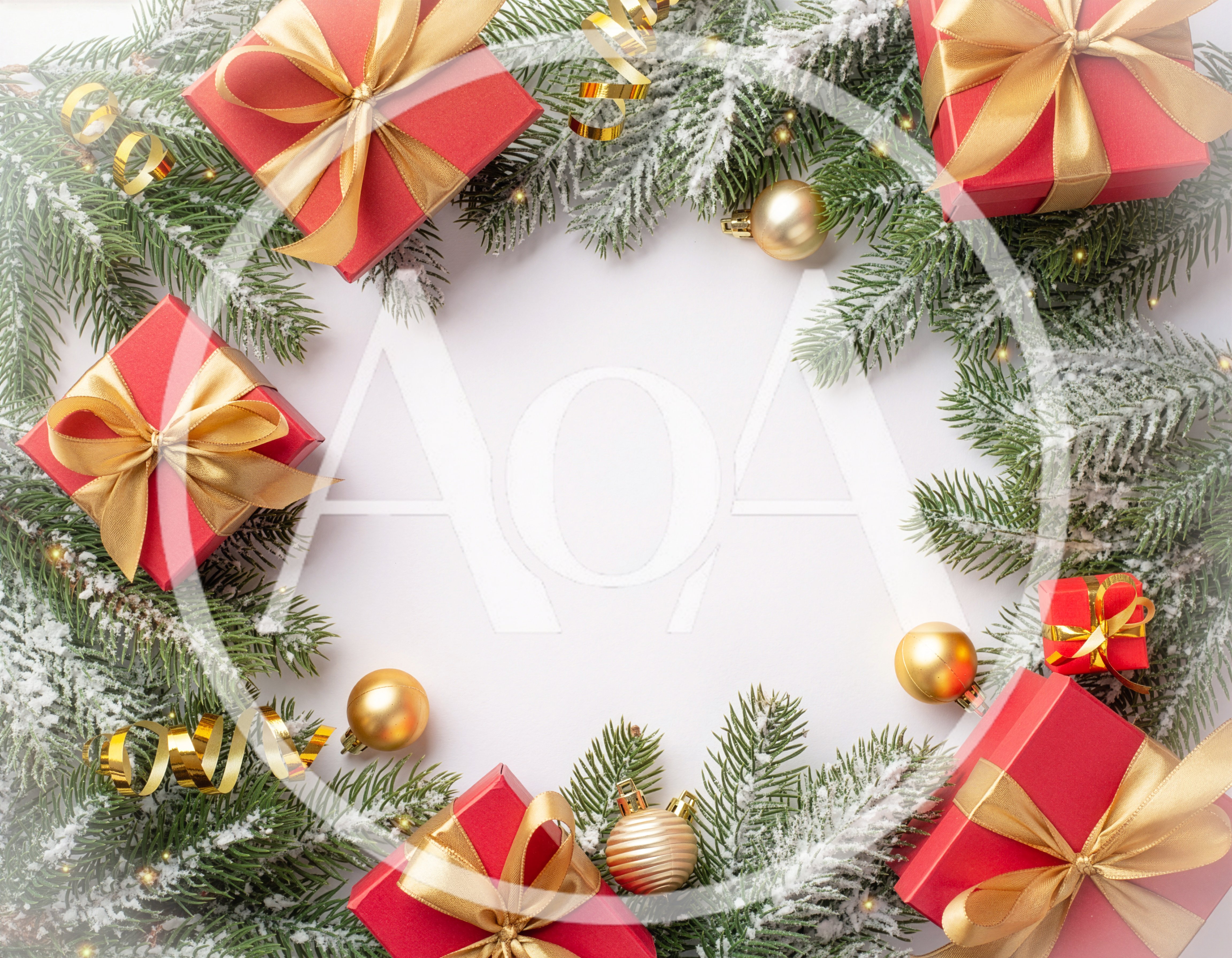 Christmas Wreath Frame with Red Gift Boxes