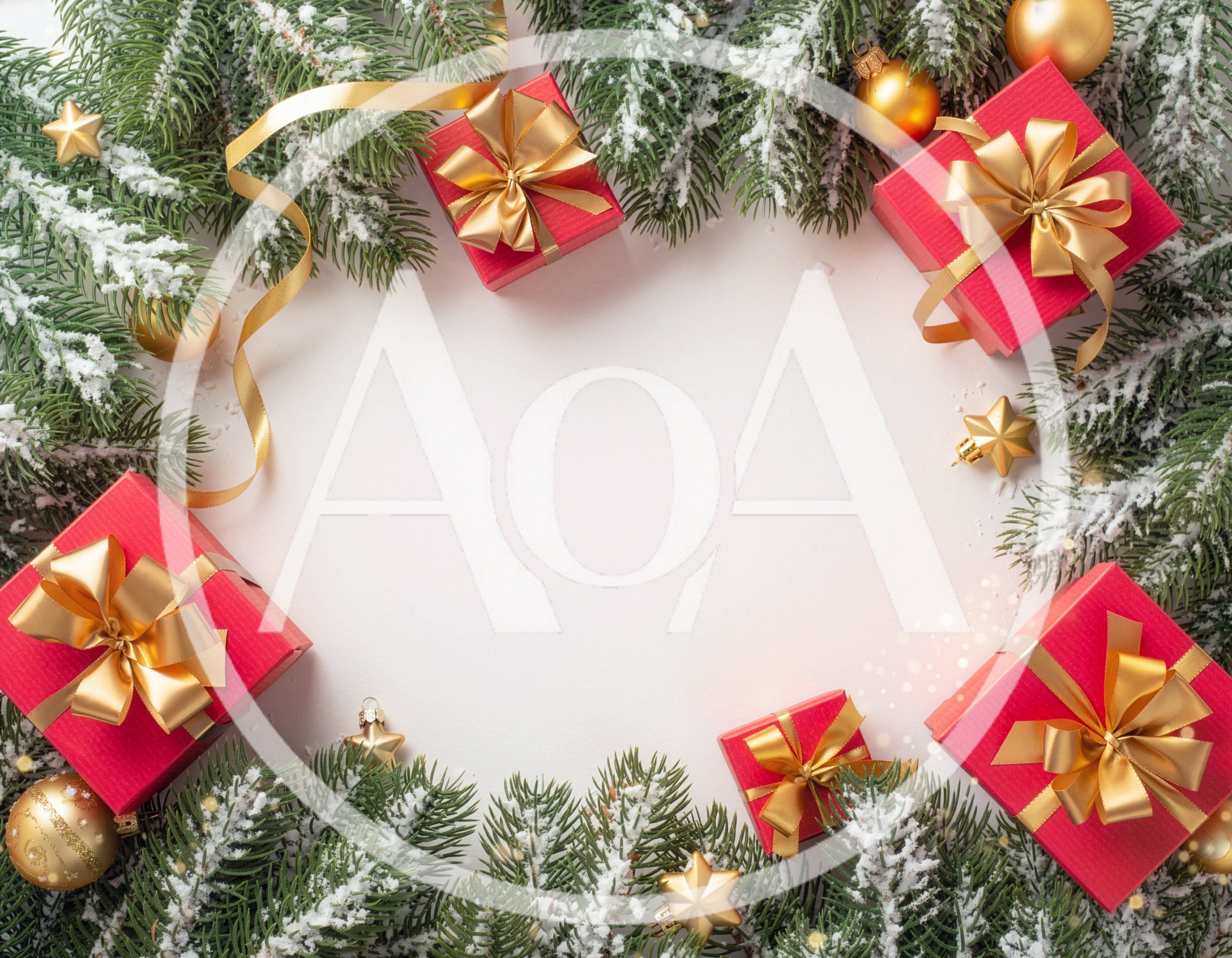 Christmas Gift Boxes With Fir Branches And Ornaments