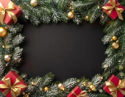 Christmas Border Frame With Gifts And Ornaments