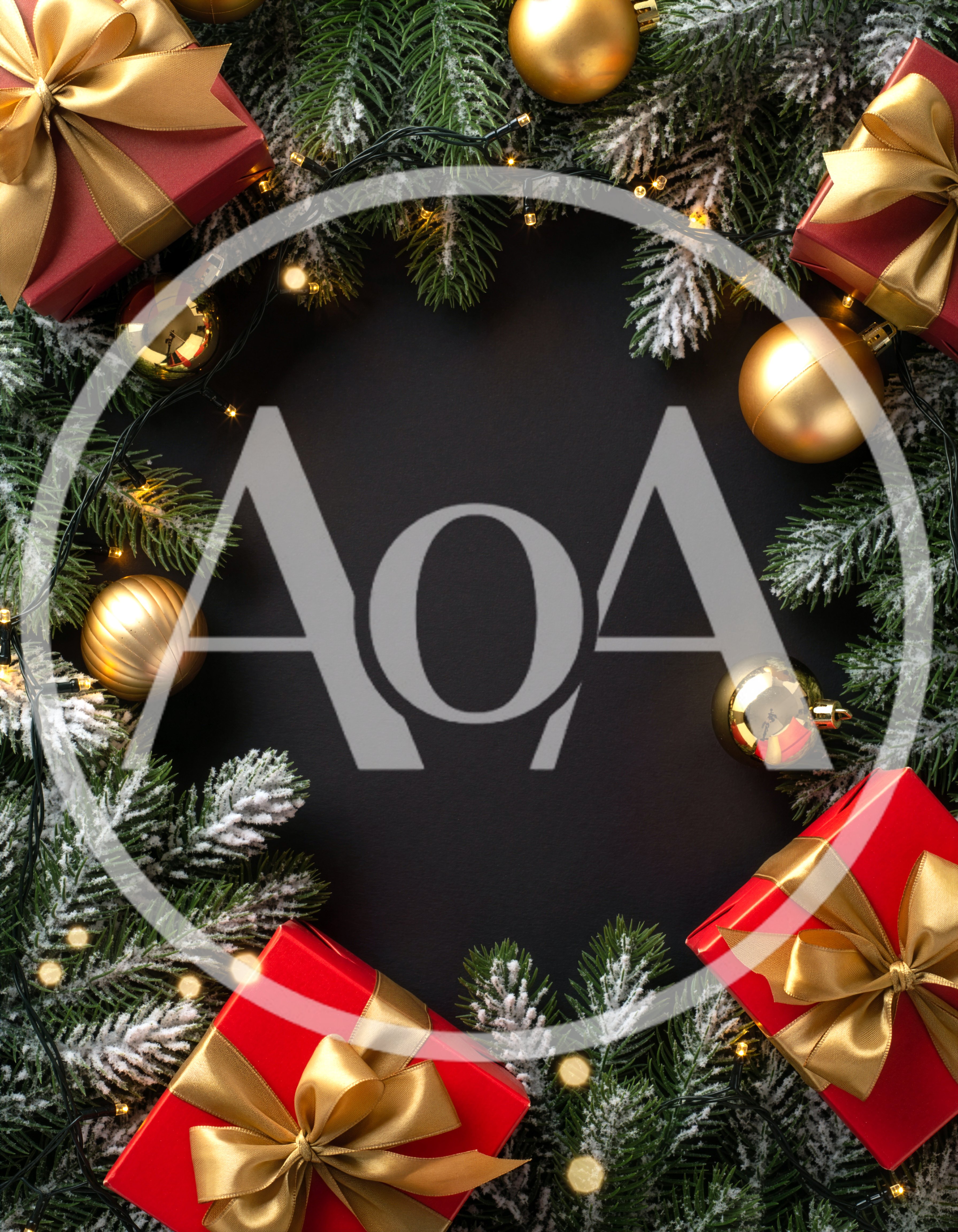 Christmas Holiday Frame With Red Gifts And Ornaments