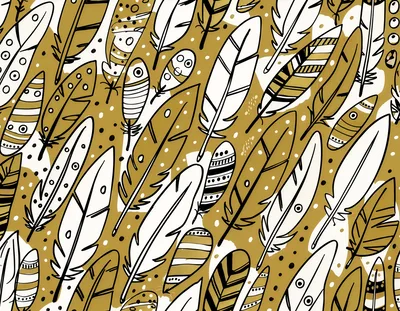 Hand Drawn Tribal Feather Pattern Background