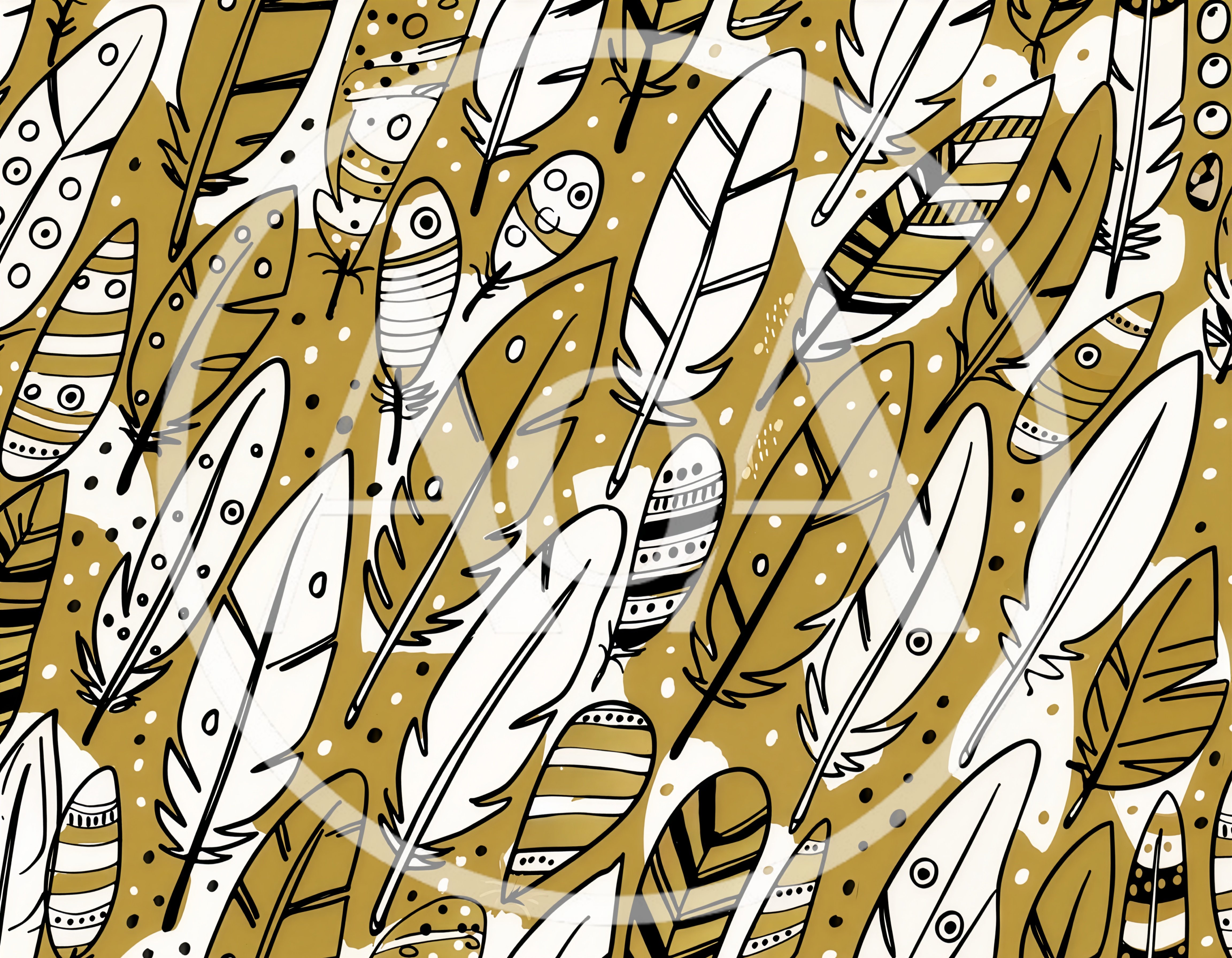 Hand Drawn Tribal Feather Pattern Background