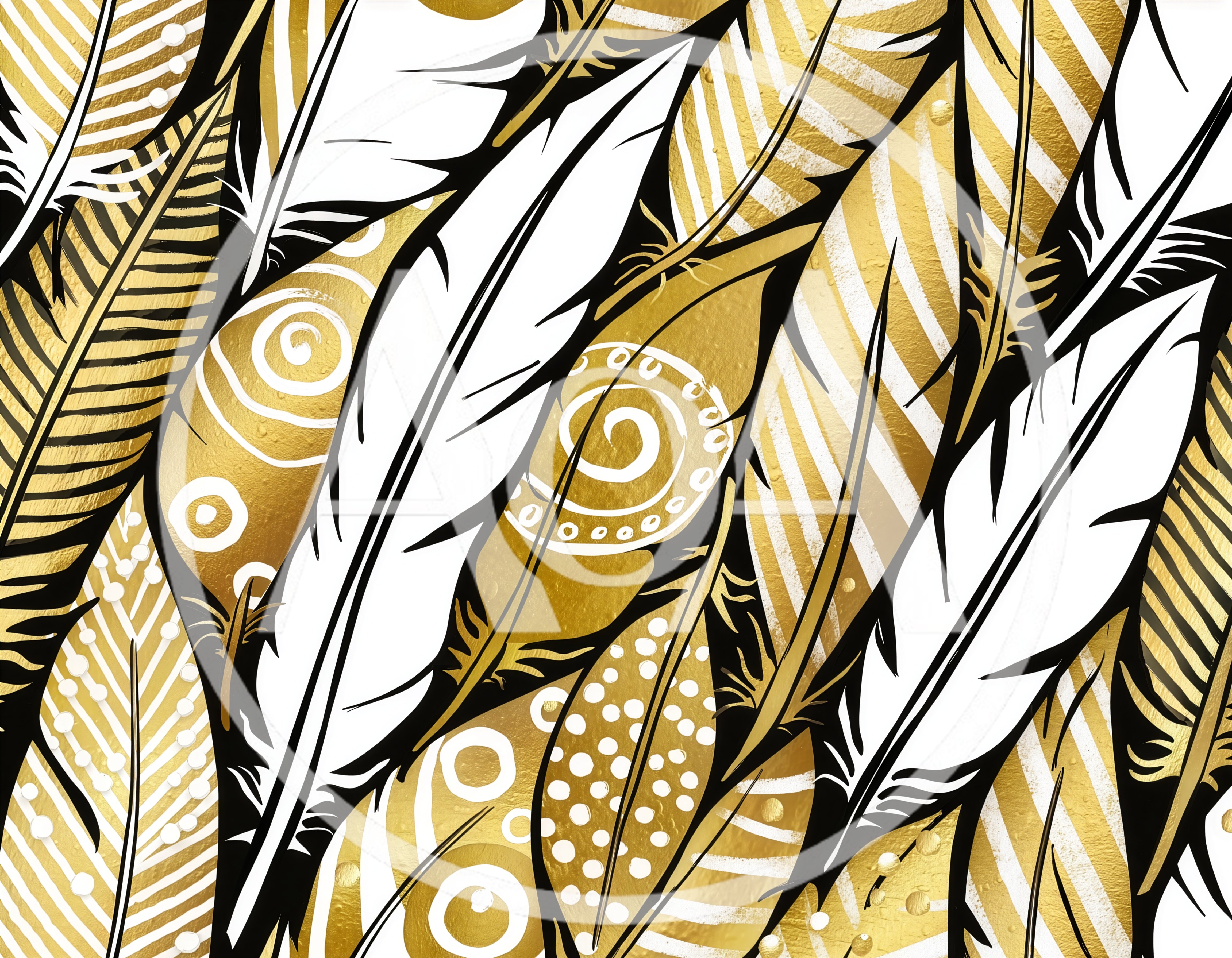 Abstract Pattern Of Decorative Gold And White Feathers