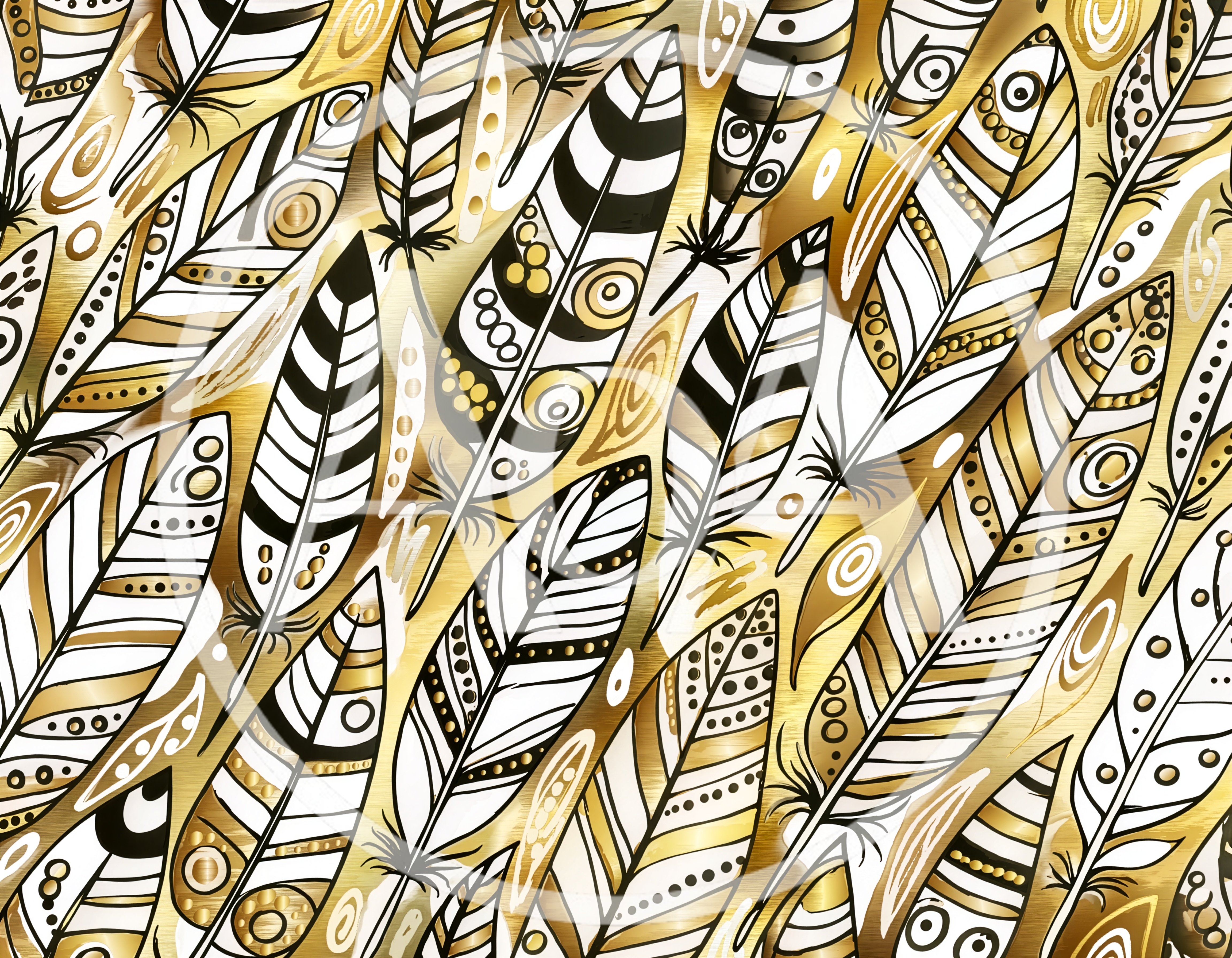 Abstract Pattern Of Decorative Gold And Black Feathers