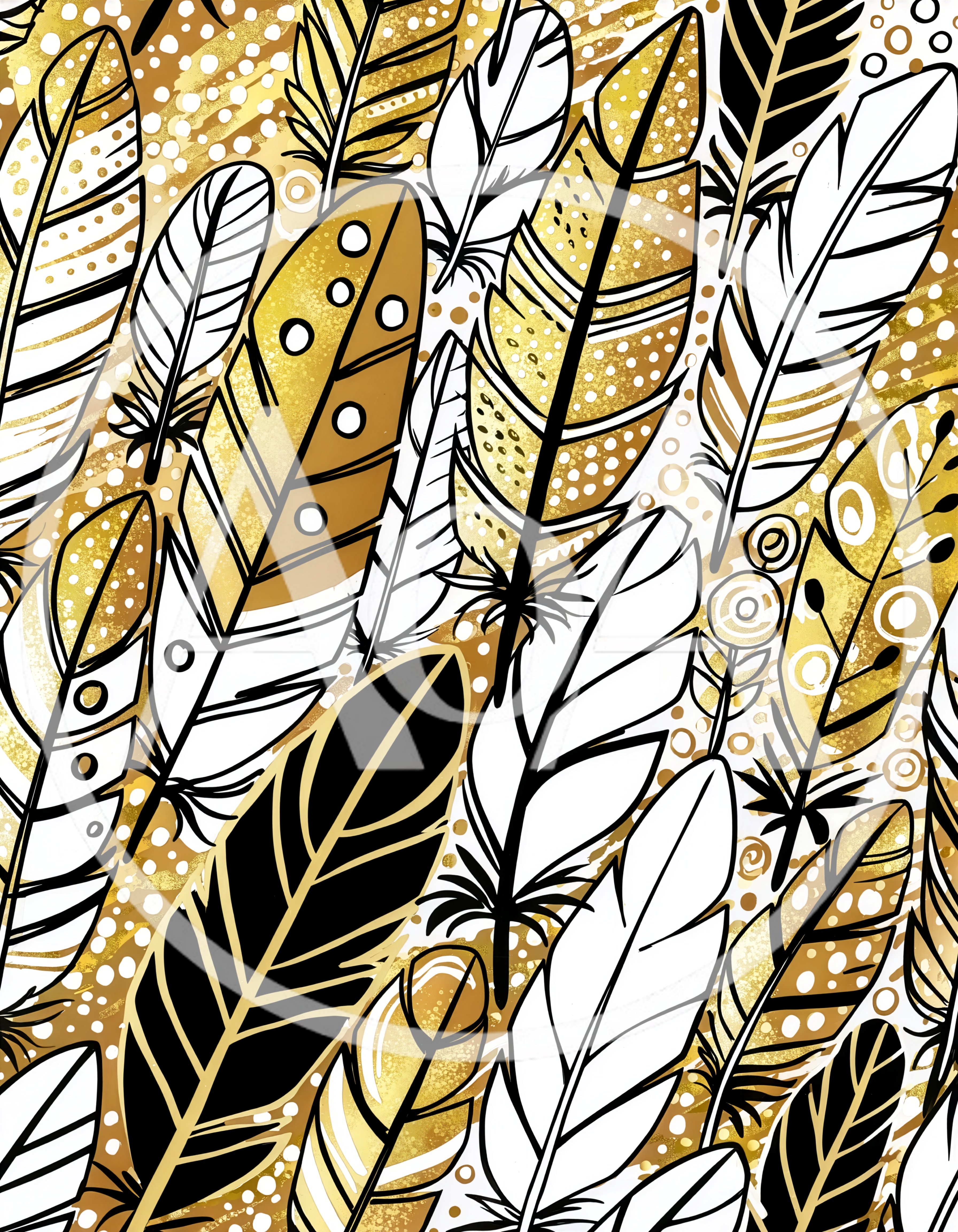 Abstract Pattern Of Decorative Gold And Black Feathers