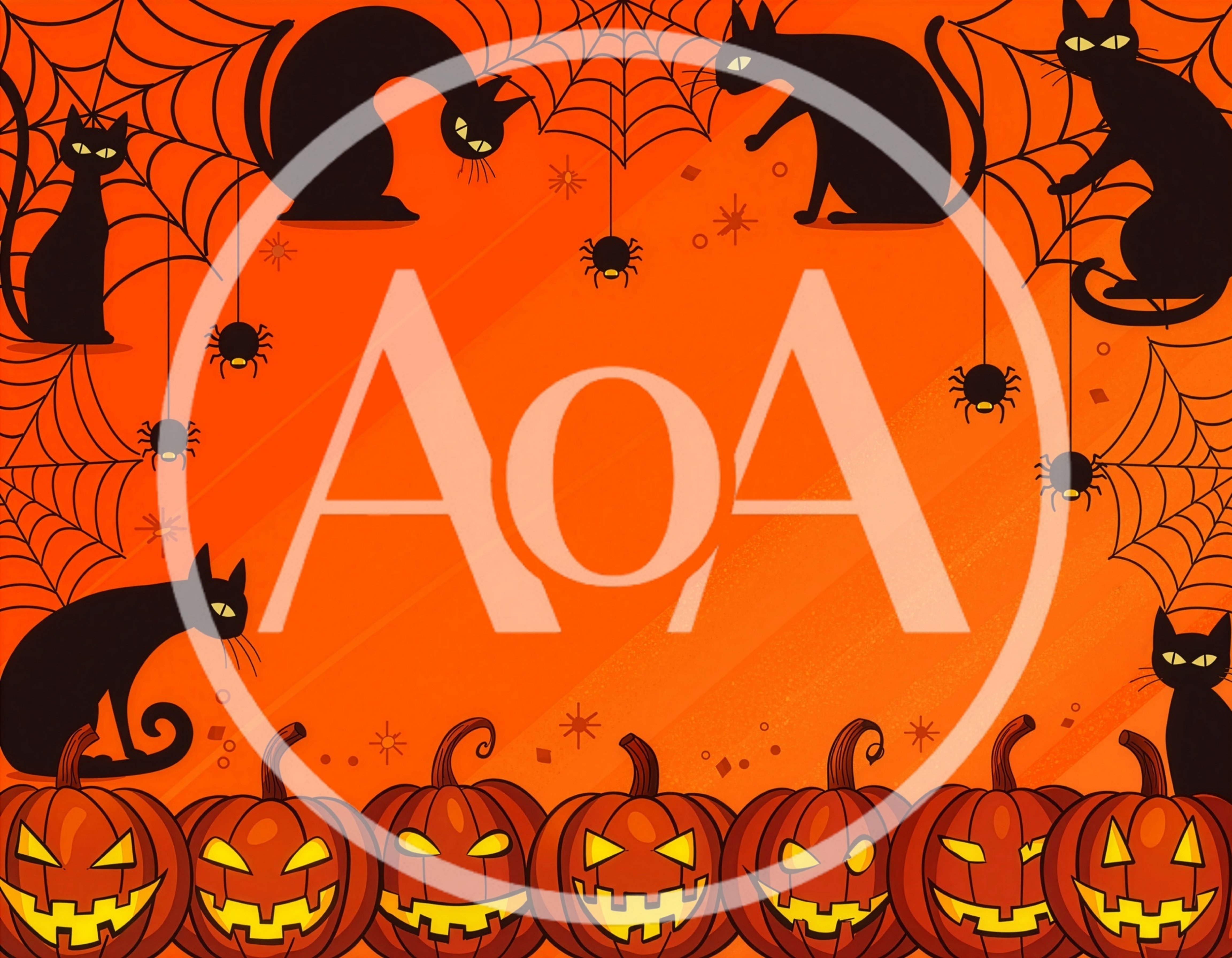 Halloween Background With Black Cats And Jack O Lanterns