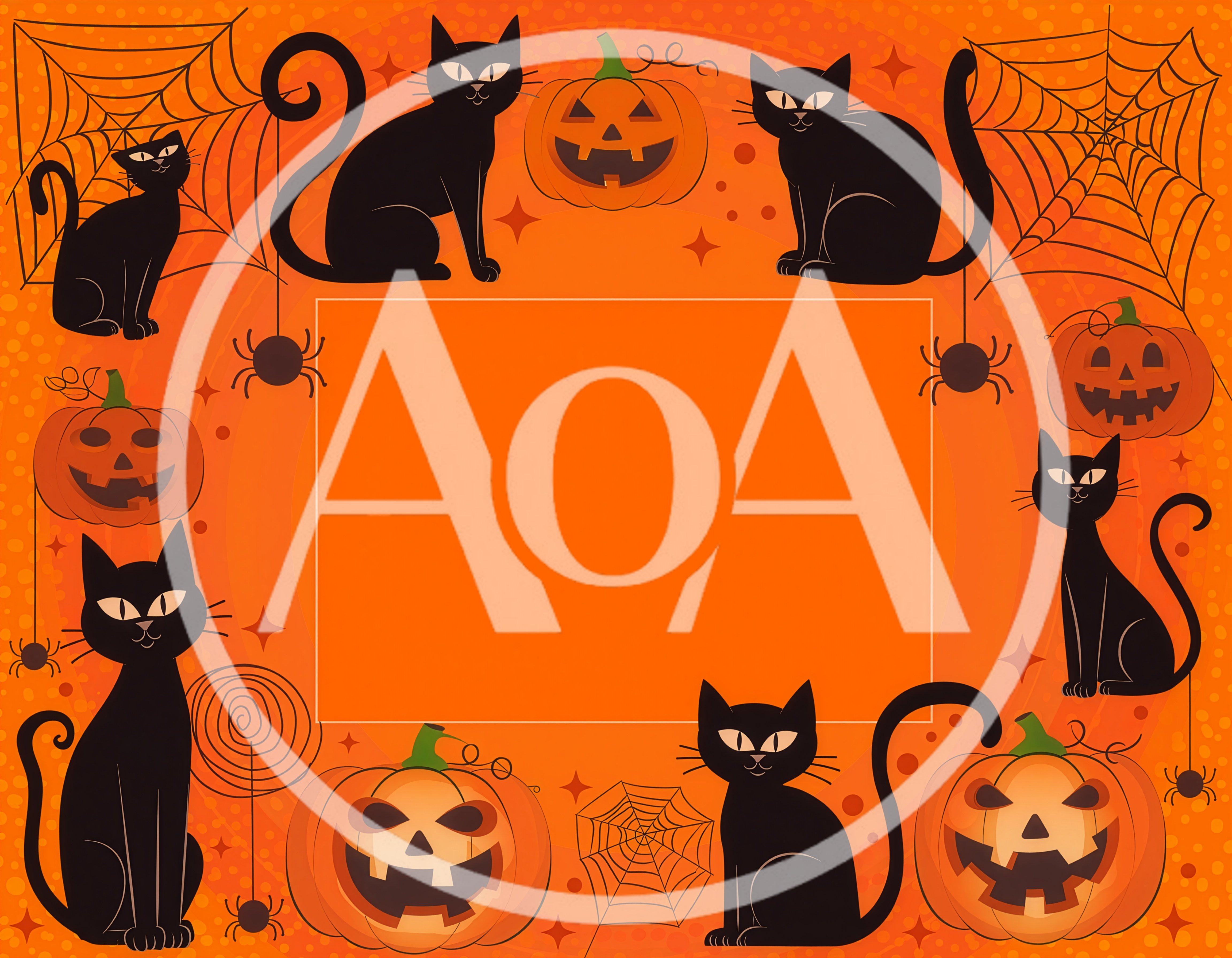 Halloween Frame With Black Cats And Jack O Lanterns
