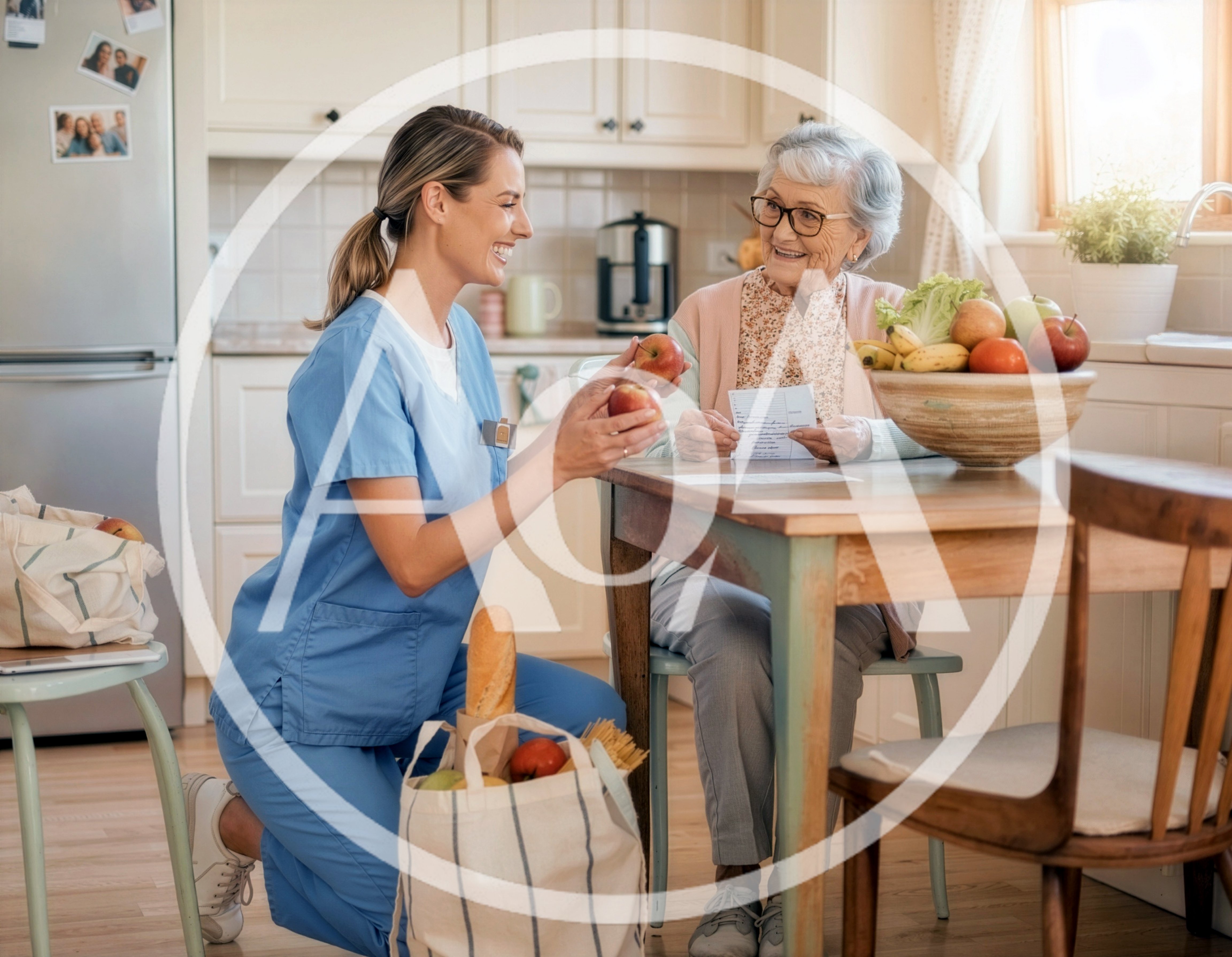 Caregiver Assisting Elderly Woman With Grocery Shopping