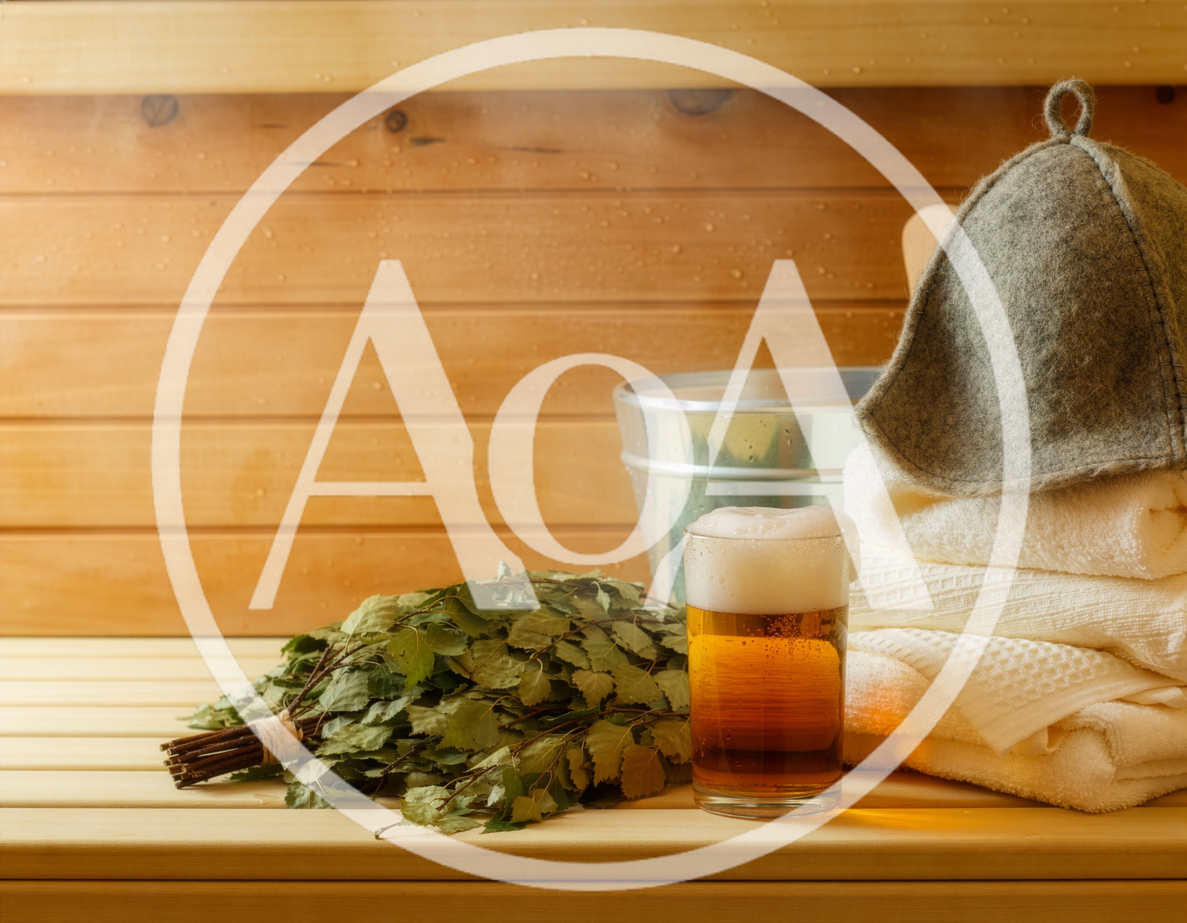 Sauna Accessories With Birch Whisk And Beer