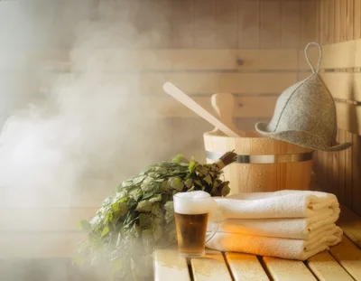 Sauna Relaxation With Birch Whisk And Beer