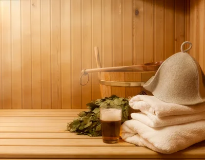 Sauna Accessories With Beer And Birch Whisk