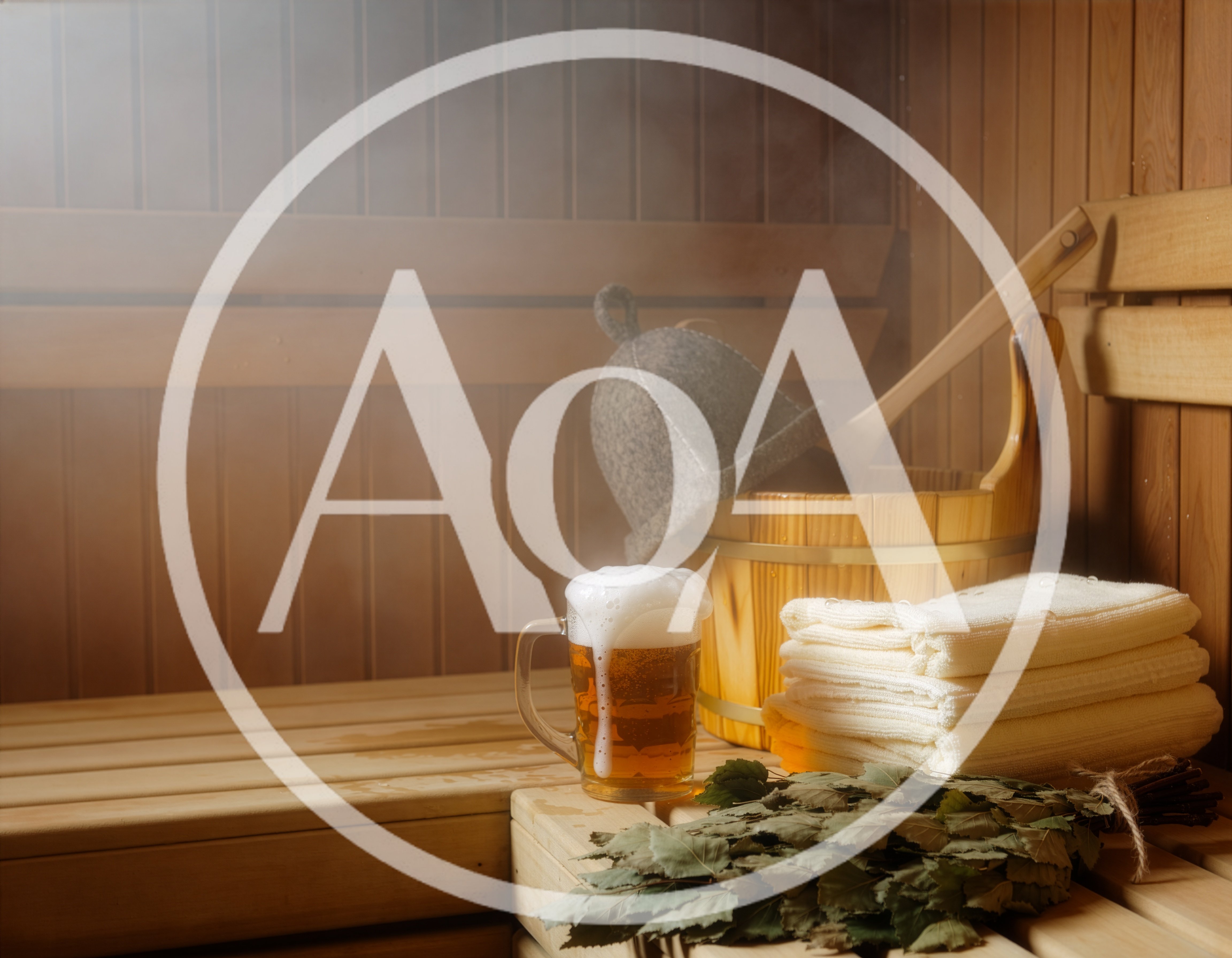 Beer Mug and Sauna Accessories on Wooden Bench