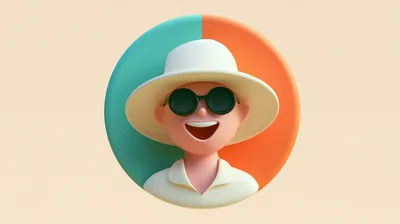 3D Rendered Character Wearing Sun Hat and Sunglasses