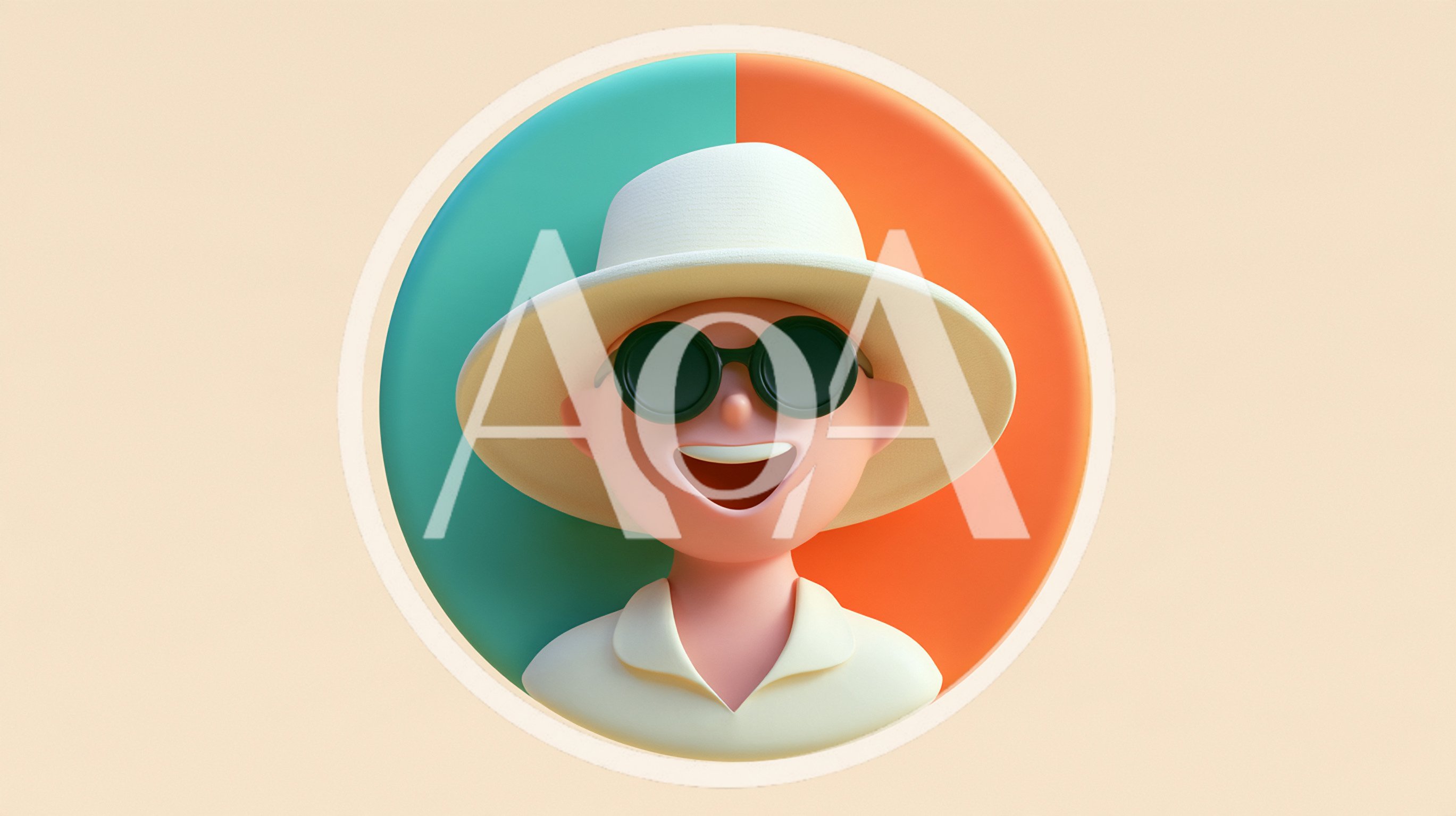 3D Rendered Character Wearing Sun Hat and Sunglasses
