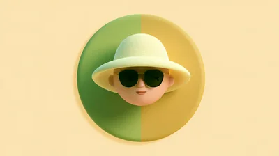 3D Rendered Character Head With Hat And Sunglasses
