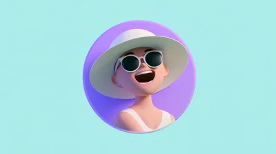 3D Rendered Character Wearing A Sun Hat And Sunglasses