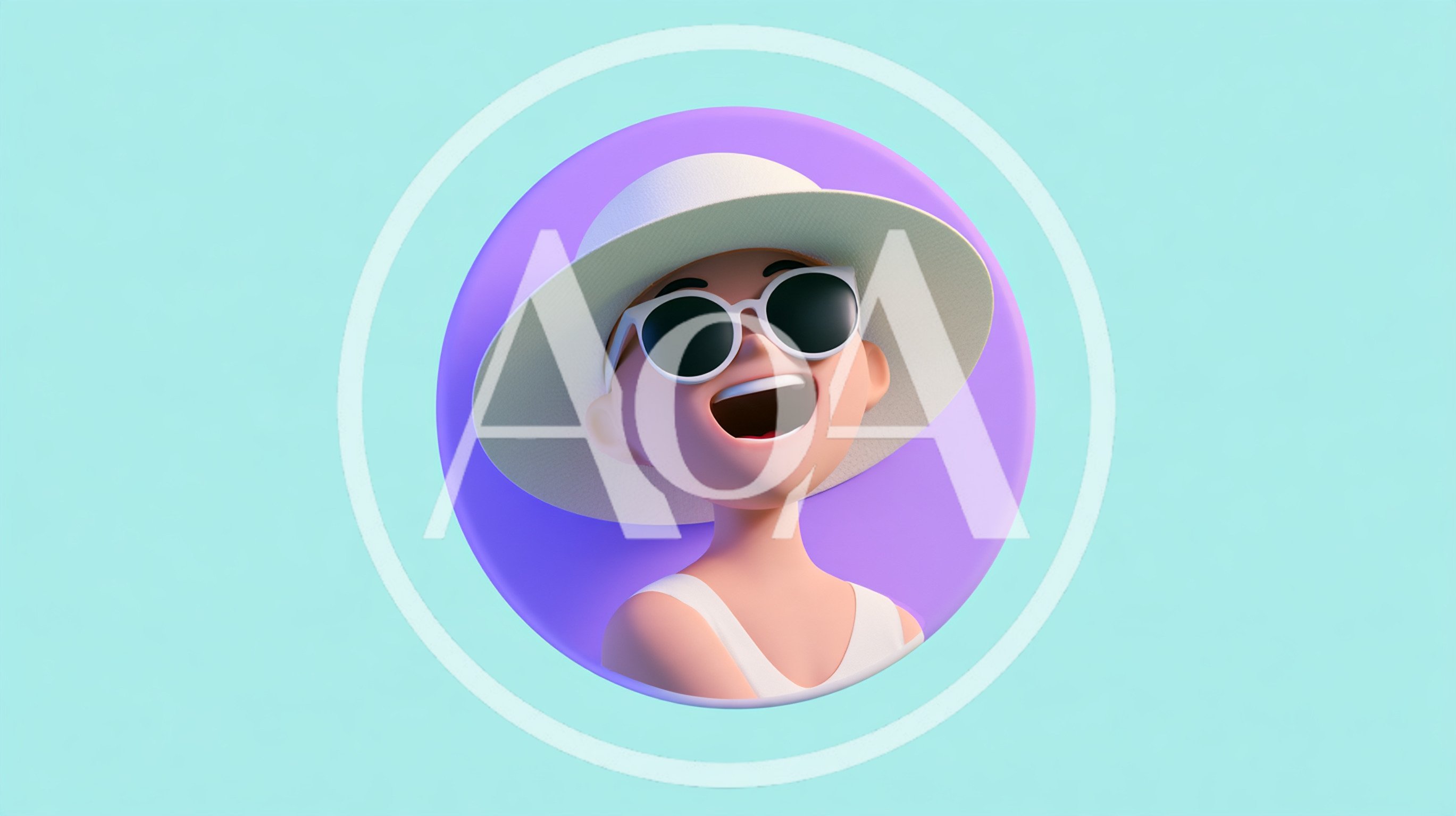 3D Rendered Character Wearing A Sun Hat And Sunglasses