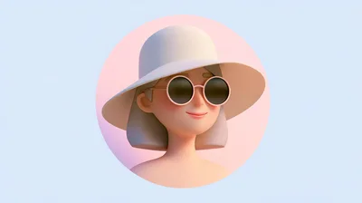 3D Rendered Portrait Of A Woman Wearing A Sun Hat