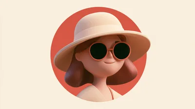 3D Rendered Cartoon Character Wearing A Sun Hat