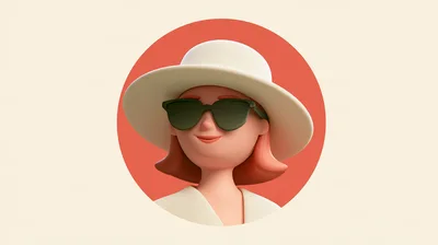3D Rendered Avatar Of A Woman Wearing A Sun Hat