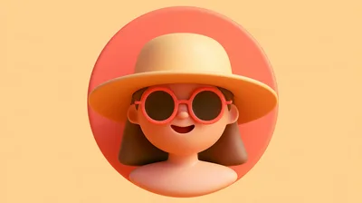 3D Rendered Cartoon Character Wearing A Sun Hat