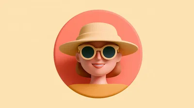 3D Rendered Portrait Of A Woman Wearing A Sun Hat