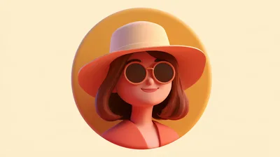 3D Rendered Portrait Of A Woman Wearing A Sun Hat