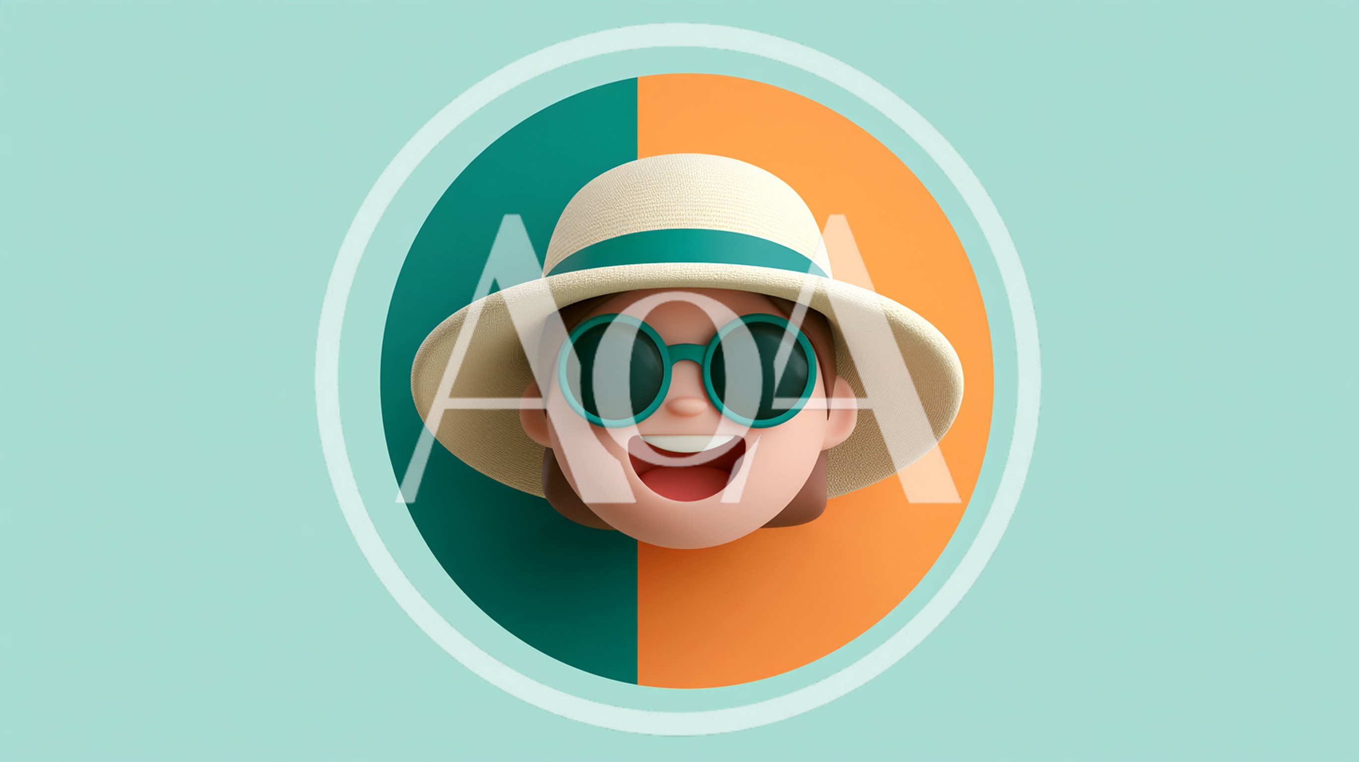 3D Cartoon Character Wearing Sun Hat and Sunglasses