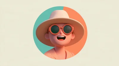 3D Rendered Cartoon Character Wearing A Sun Hat