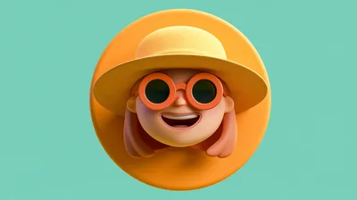 3D Rendered Cartoon Character Wearing A Sun Hat