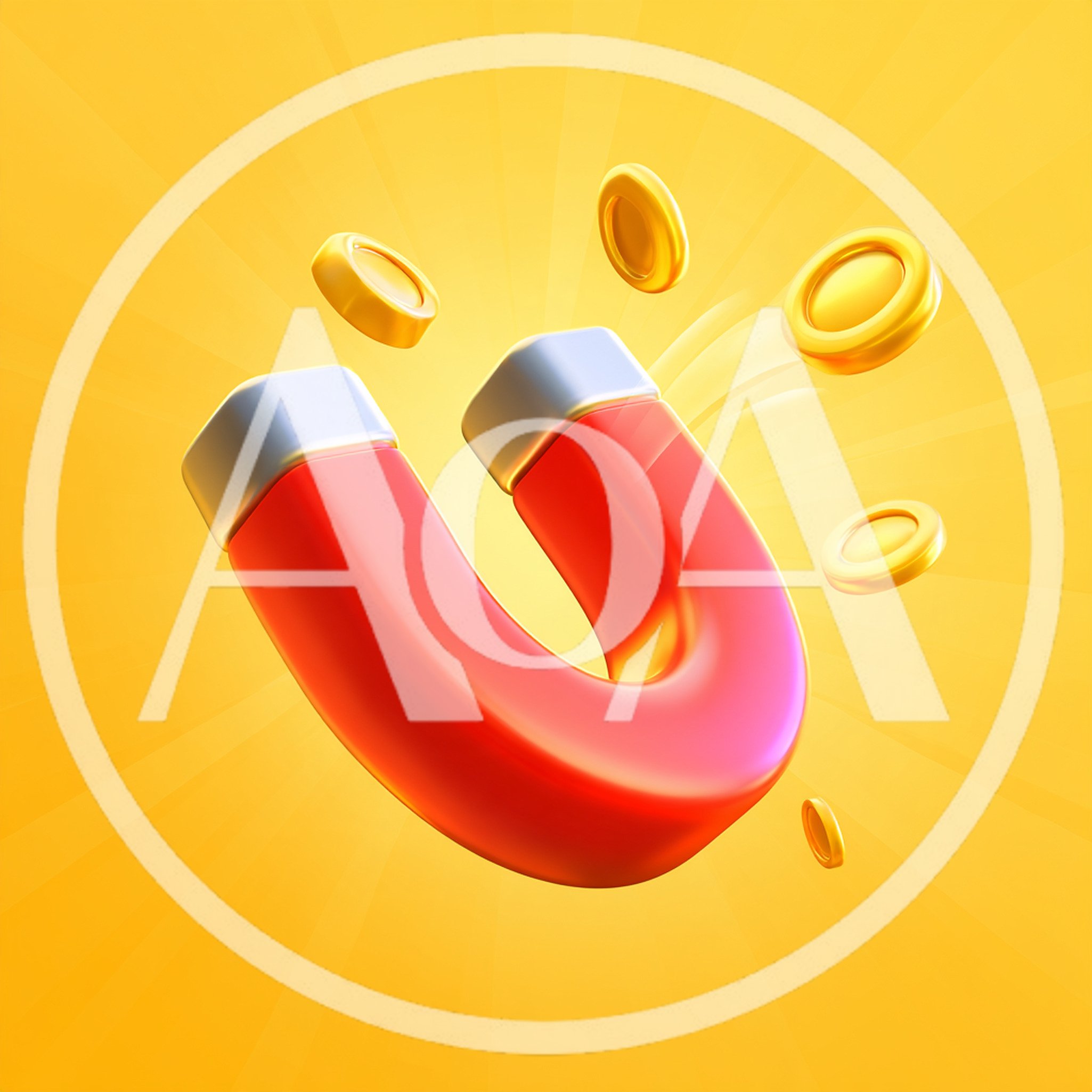 3D Magnet Attracting Golden Coins Illustration