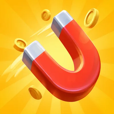 3D Illustration Of A Red Horseshoe Magnet Attracting Coins