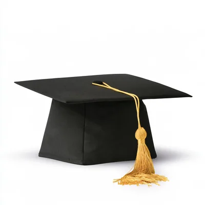 Black Graduation Cap With Gold Tassel