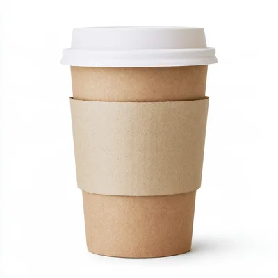 Disposable Paper Coffee Cup With White Lid