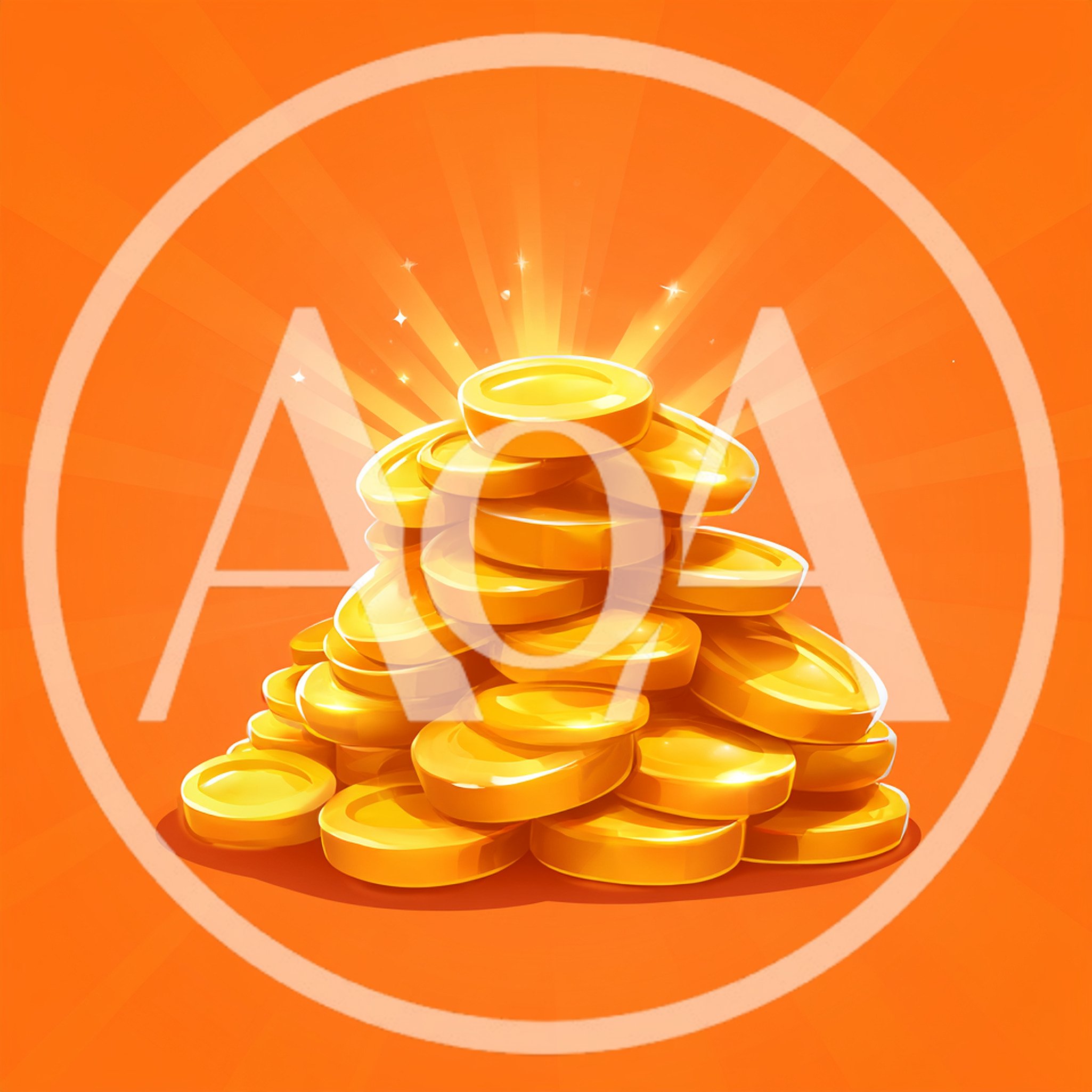 Stack Of Shiny Golden Coins On Orange Background