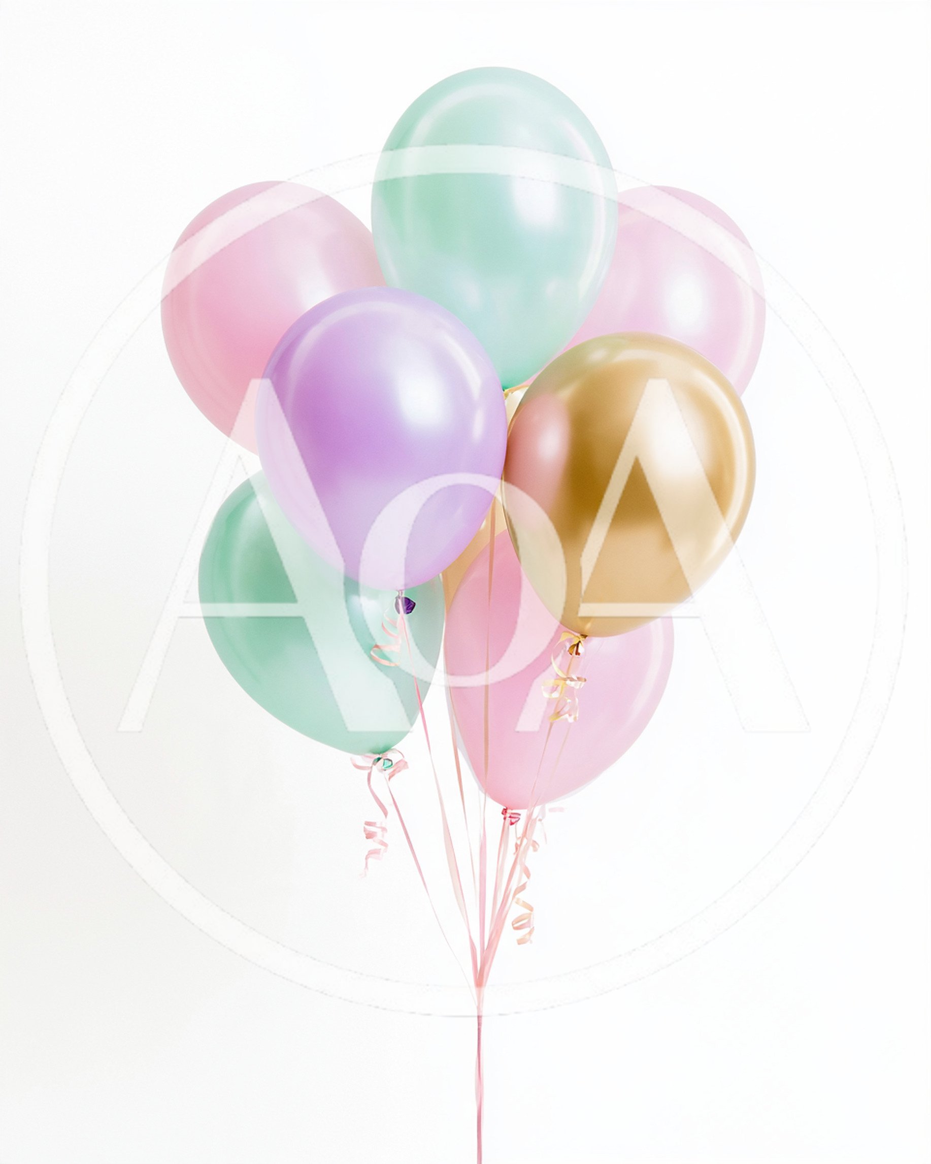 Bunch Of Colorful Pastel And Gold Balloons