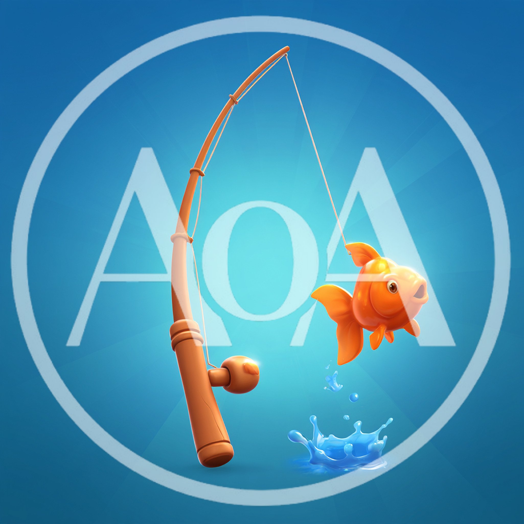 Cartoon Fishing Rod Catching A Goldfish