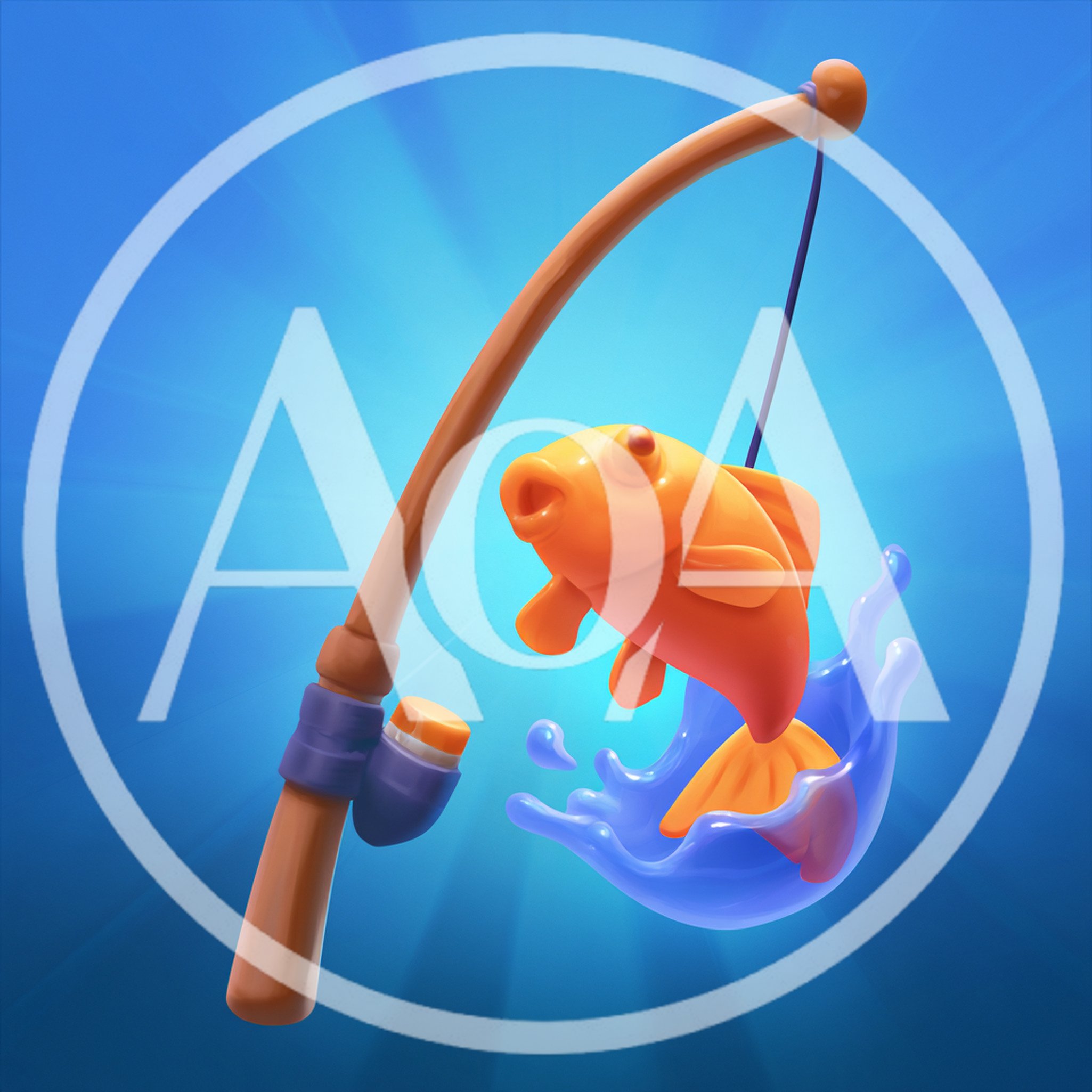 3D Render Of A Goldfish Caught On A Fishing Rod