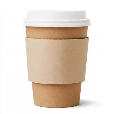 Disposable Paper Coffee Cup With White Lid