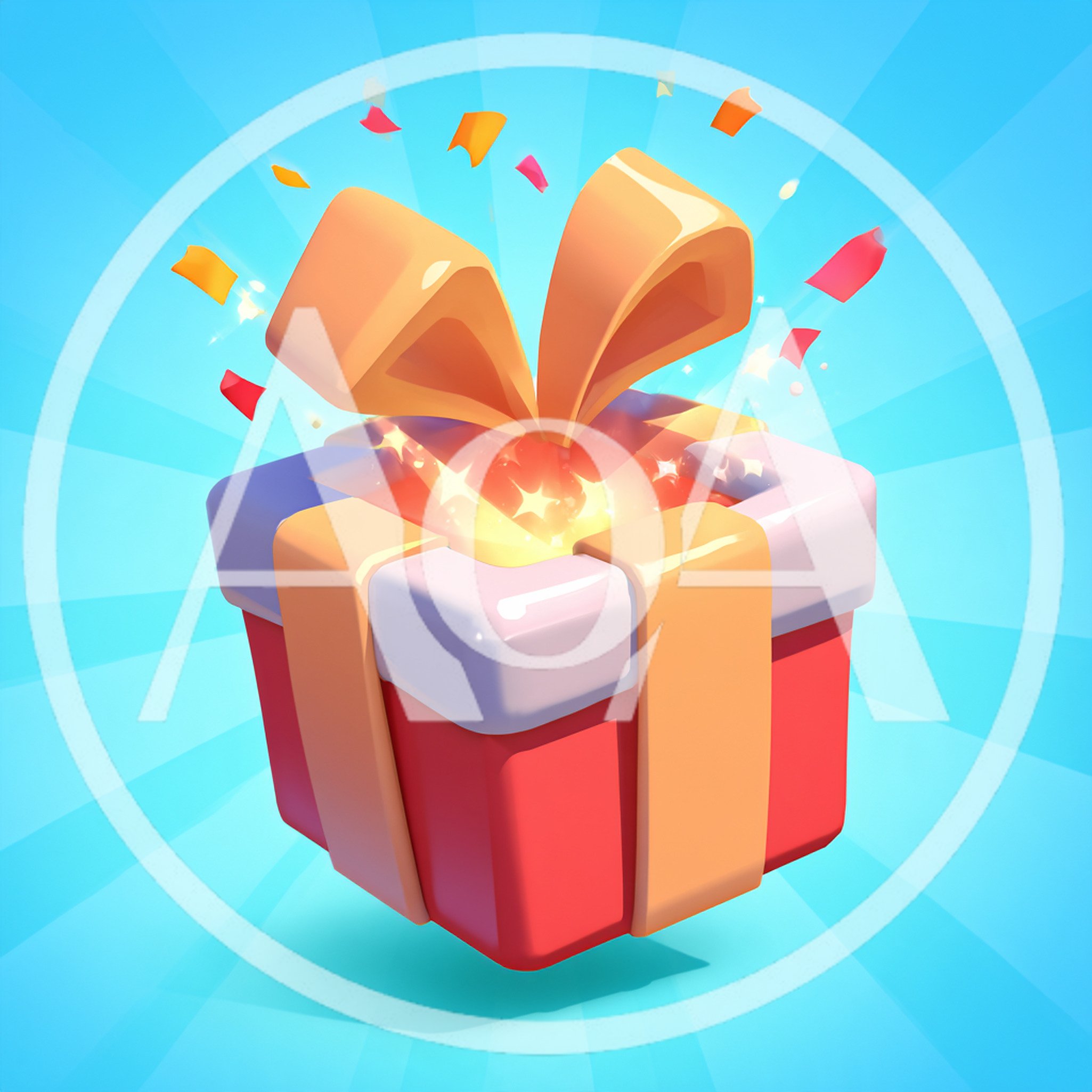 3D Rendered Gift Box With Confetti And Glowing Light